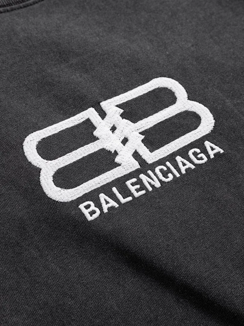 P100✨🔥 [balenciaga] 2026FW short-sleeved T-shirt Premium 26s double yarn 300g fabric, washed with Ma Liang distressed process Color: washed black, washed white, washed Khaki Size: S M L XL 2XL